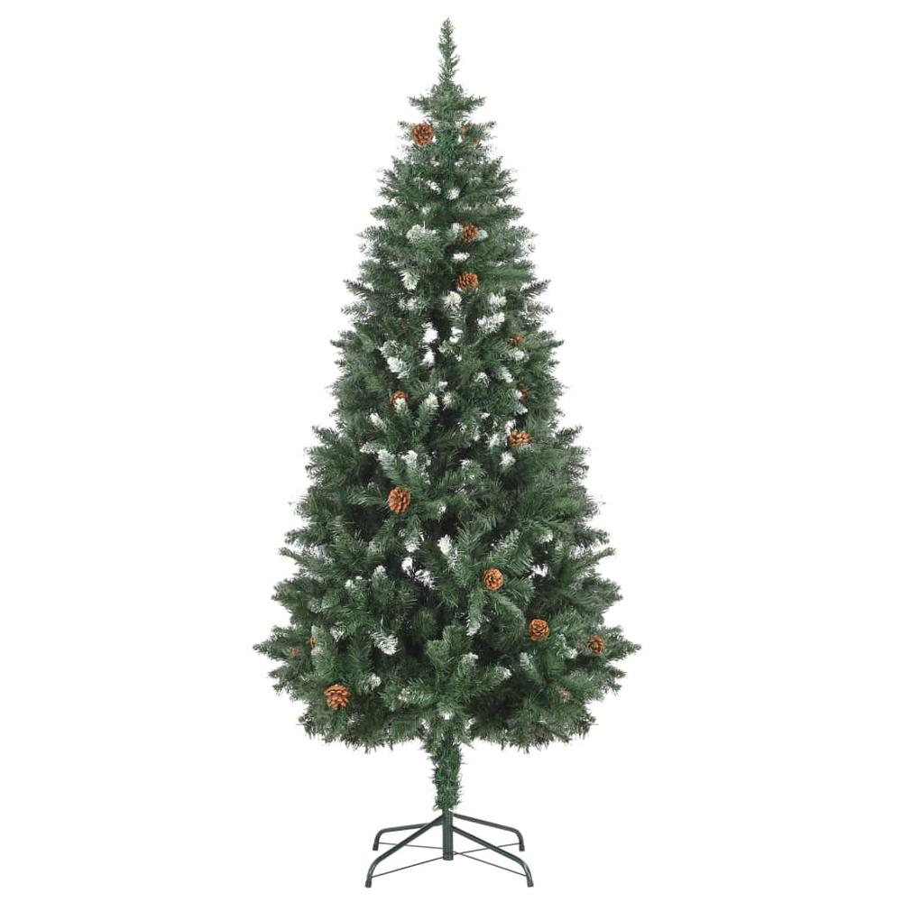 vidaXL Artificial Christmas Tree with Pine Cones and White Glitter 70.9". Picture 2
