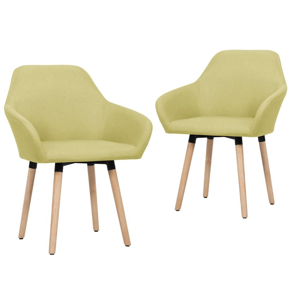 vidaXL Dining Chairs 2 pcs Green Fabric, 323026. Picture 1