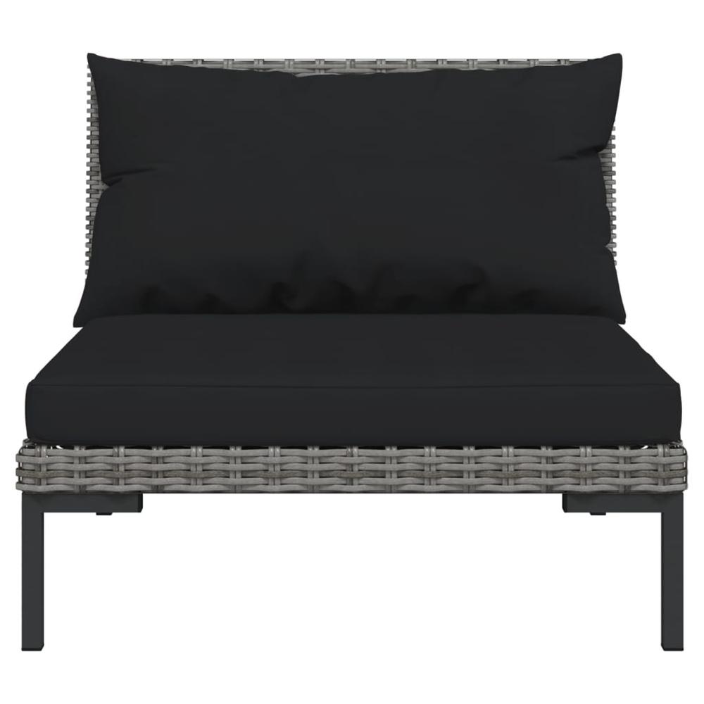 vidaXL 9 Piece Patio Lounge Set with Cushions Round Rattan Dark Gray. Picture 4