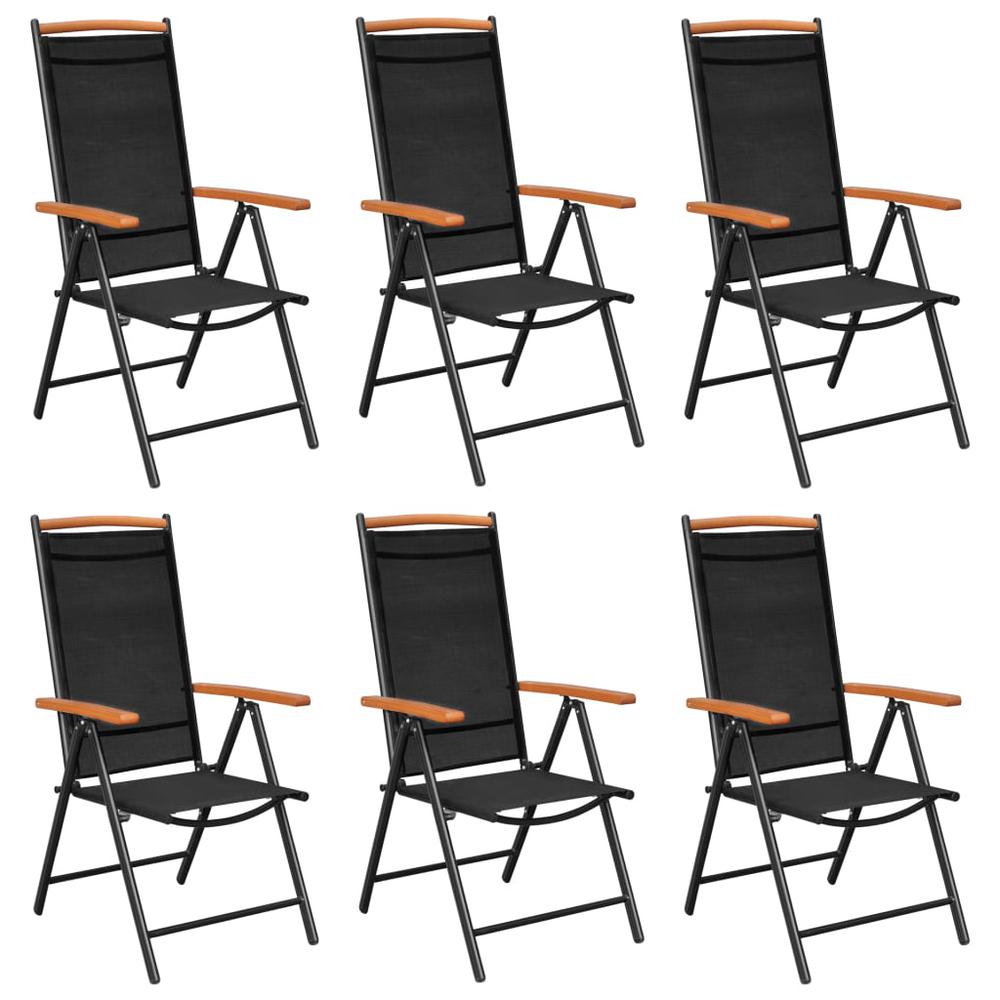 vidaXL Folding Patio Chairs 6 pcs Textilene Black, 312187. Picture 1