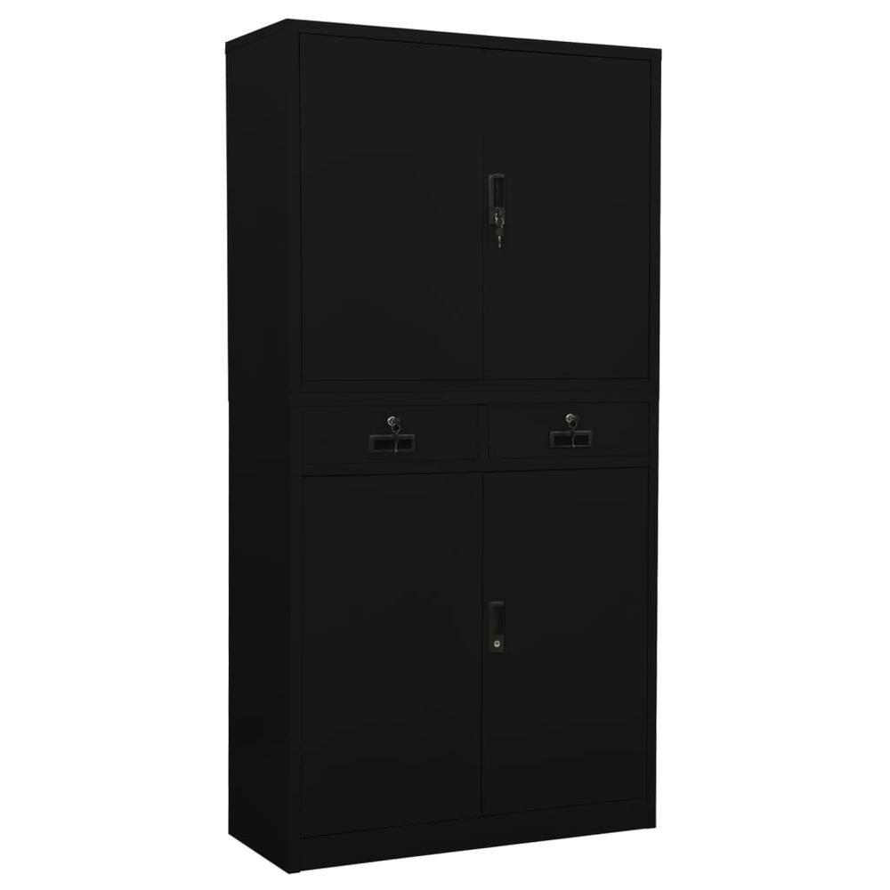 vidaXL Office Cabinet Black 35.4"x15.7"x70.9" Steel, 336419. Picture 1