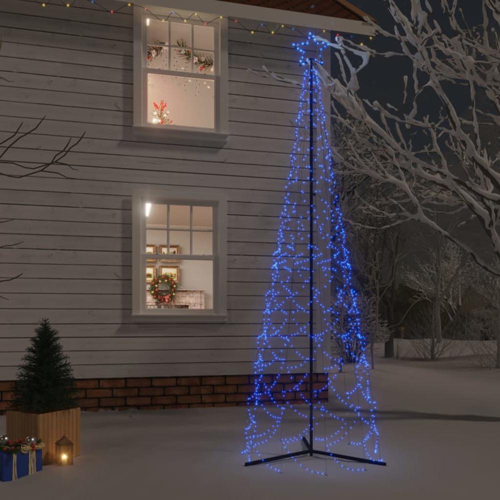 vidaXL Christmas Cone Tree Blue 500 LEDs 39.4"x118.1". Picture 1