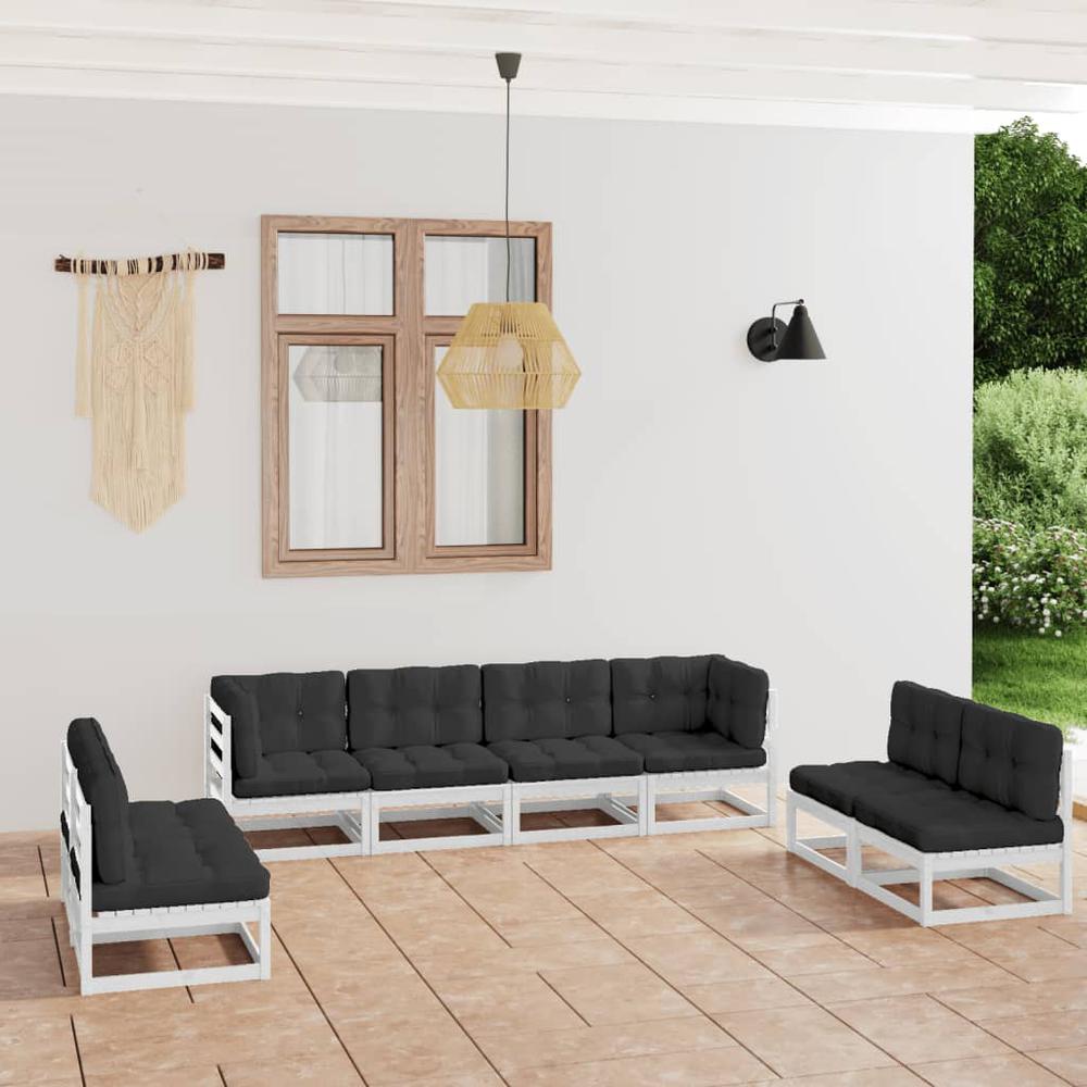 vidaXL 8 Piece Patio Lounge Set with Cushions Solid Pinewood, 3076480. Picture 1