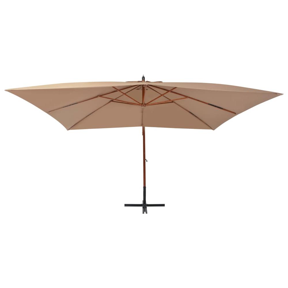 vidaXL Cantilever Umbrella with Wooden Pole 157.5"x118.1" Taupe. Picture 2
