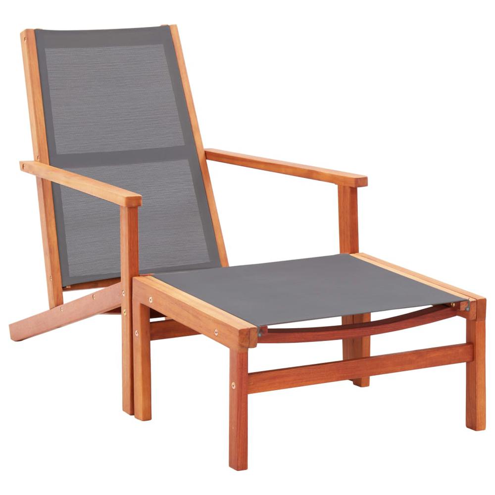 vidaXL Patio Chair with Footrest Solid Eucalyptus Wood&Textilene, 316123. Picture 1
