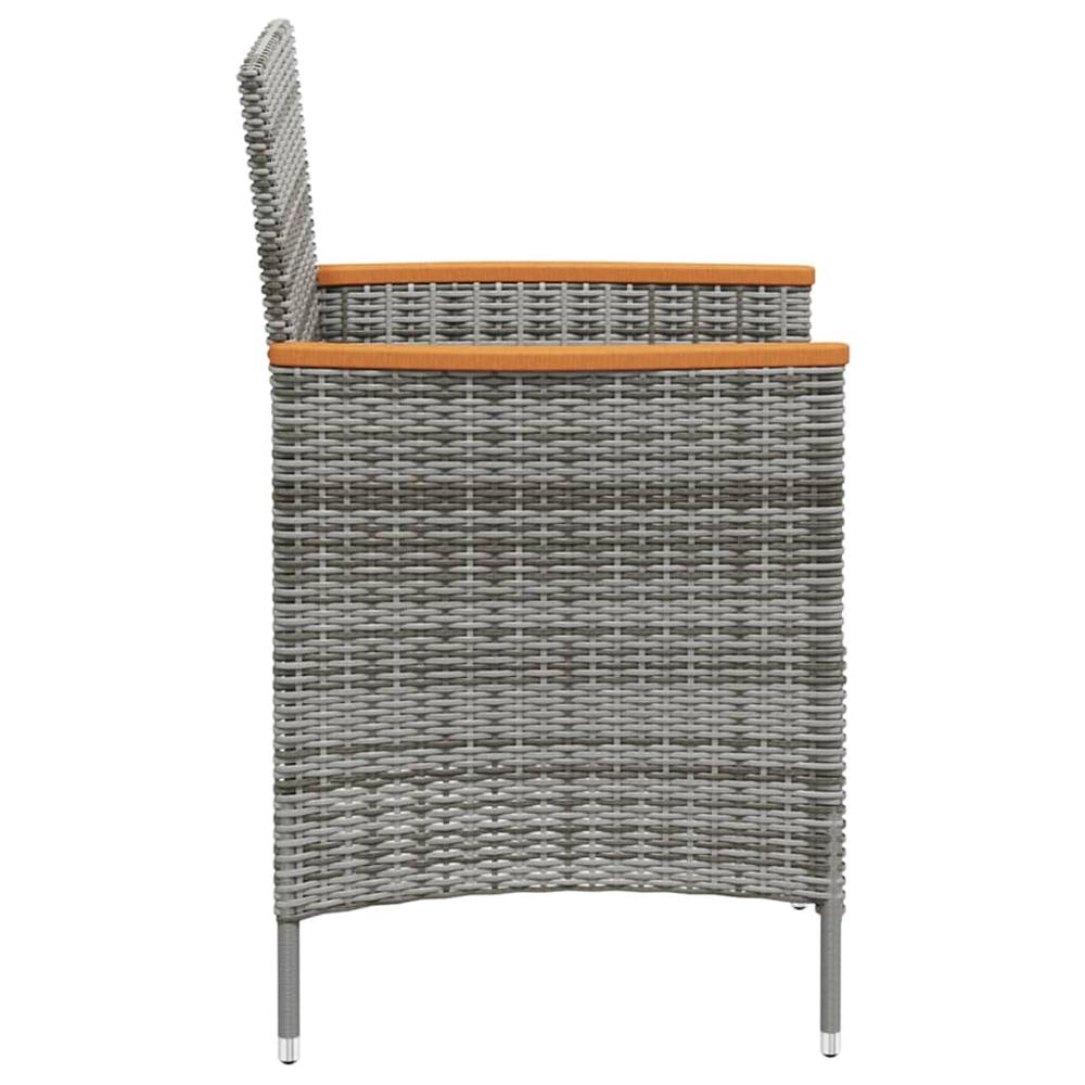 vidaXL Patio Dining Chairs 2 pcs Poly Rattan Gray. Picture 4