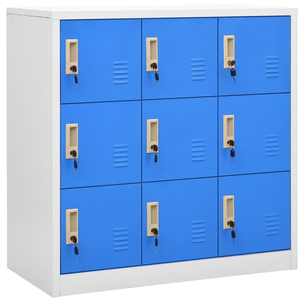 vidaXL Locker Cabinets 2 pcs Light Gray and Blue 35.4"x17.7"x36.4" Steel. Picture 2