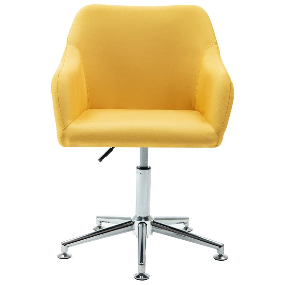 vidaXL Swivel Dining Chair Yellow Fabric. Picture 2