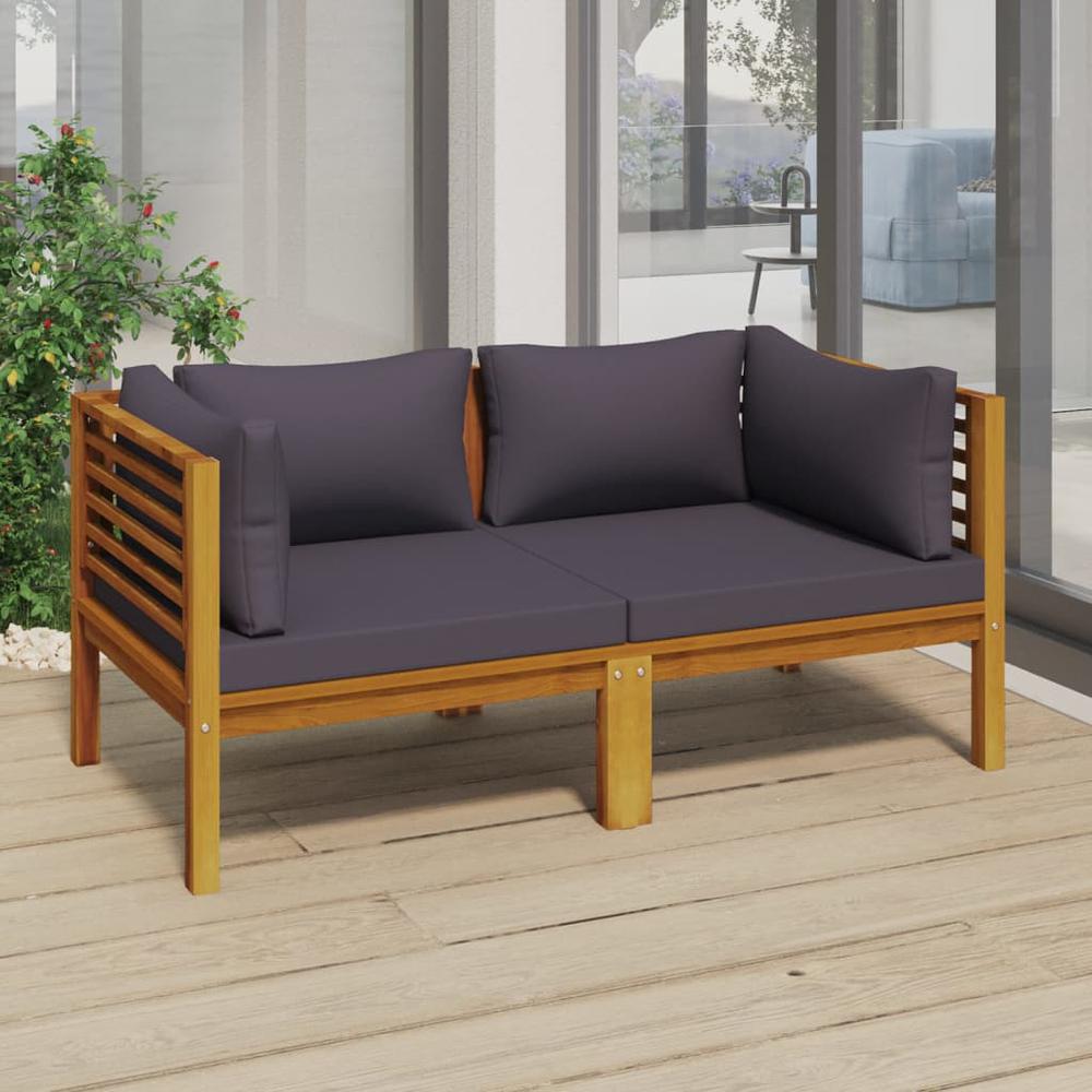 vidaXL 2-Seater Patio Sofa with Cushion Solid Acacia Wood. Picture 1