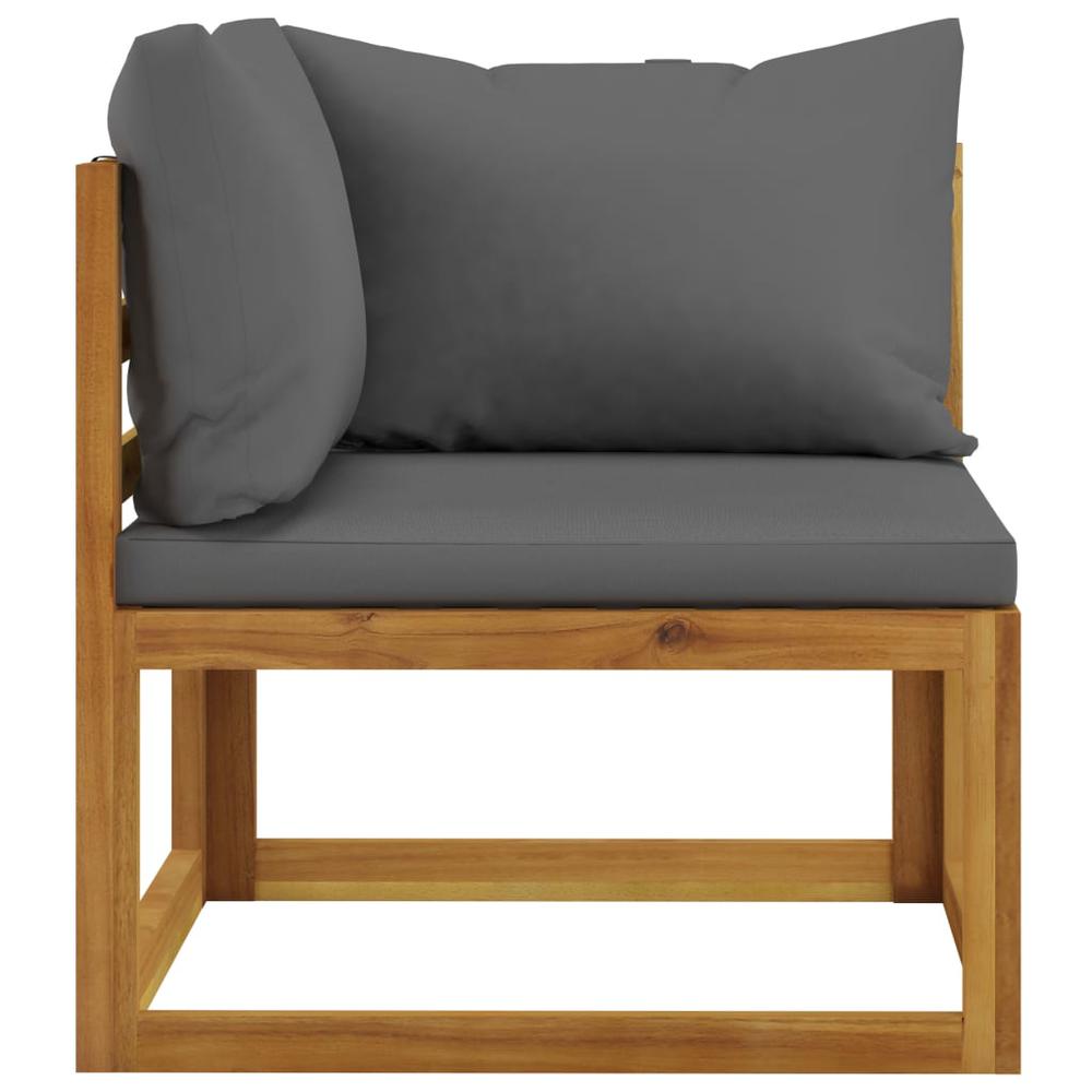 vidaXL Sectional Corner Sofa & Dark Gray Cushion Solid Acacia Wood. Picture 3