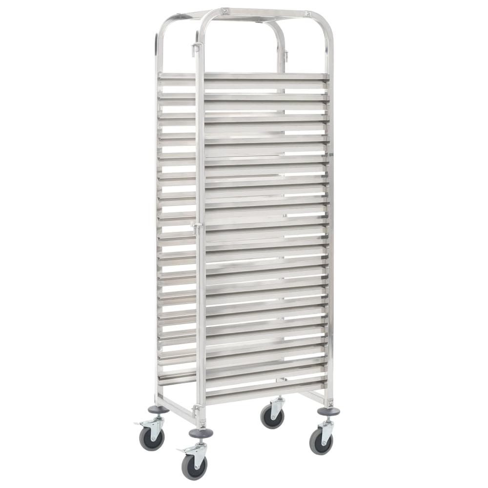 vidaXL Kitchen Trolley for 16 Trays 15"x21.7"x64.2" Stainless Steel, 50920. Picture 1