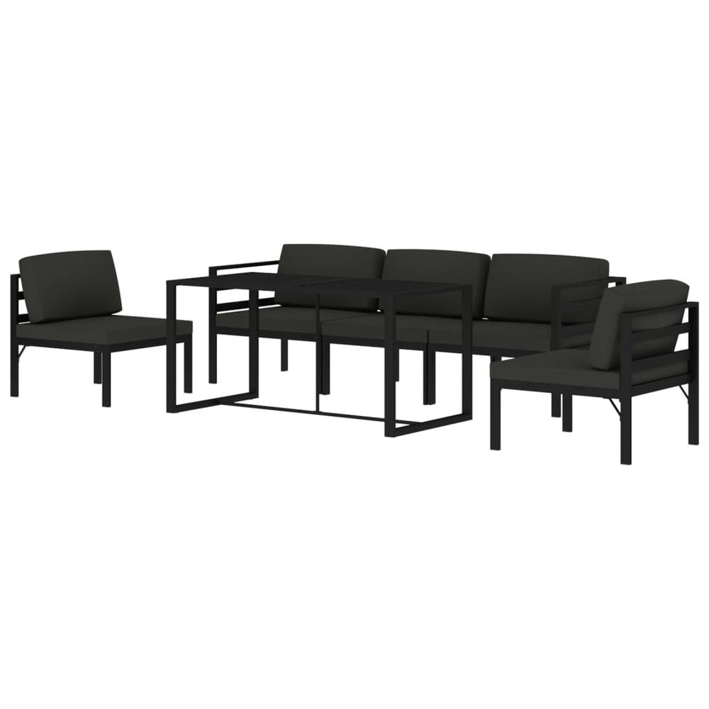 vidaXL 6 Piece Patio Lounge Set with Cushions Aluminum Anthracite, 3115919. Picture 3