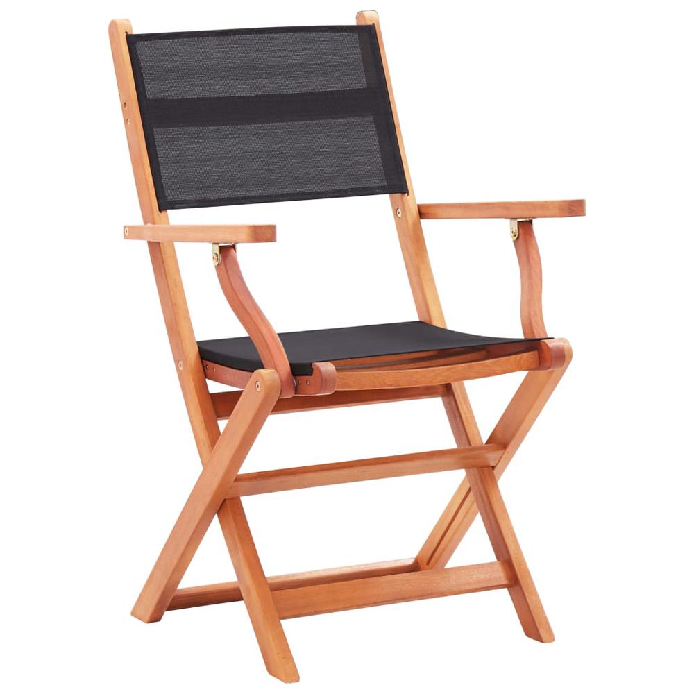 vidaXL Folding Patio Chairs 4 pcs Solid Eucalyptus Wood&Textilene, 316121. Picture 2