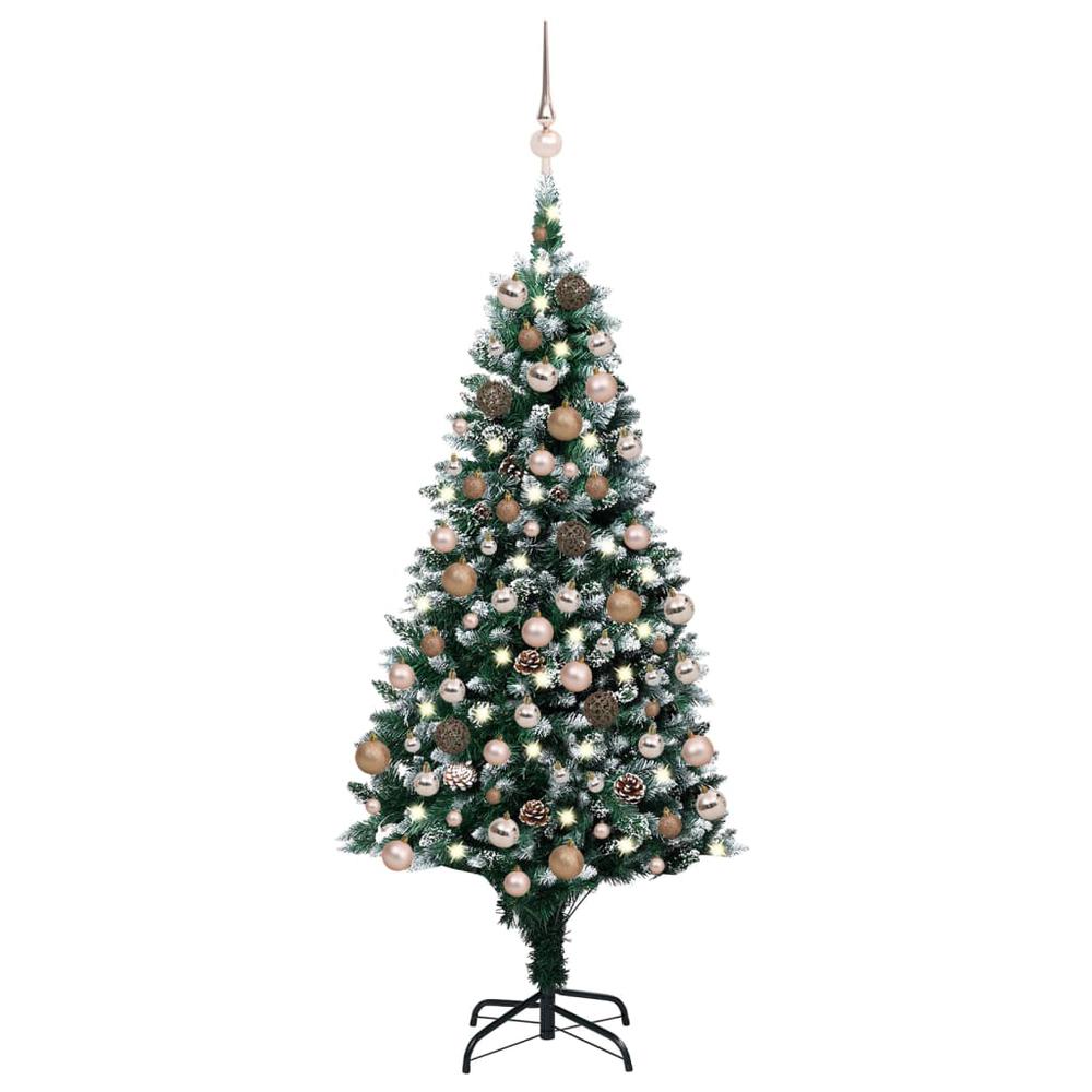 vidaXL Artificial Christmas Tree with LEDs&Ball Set&Pine Cones 59.1", 3077616. Picture 1