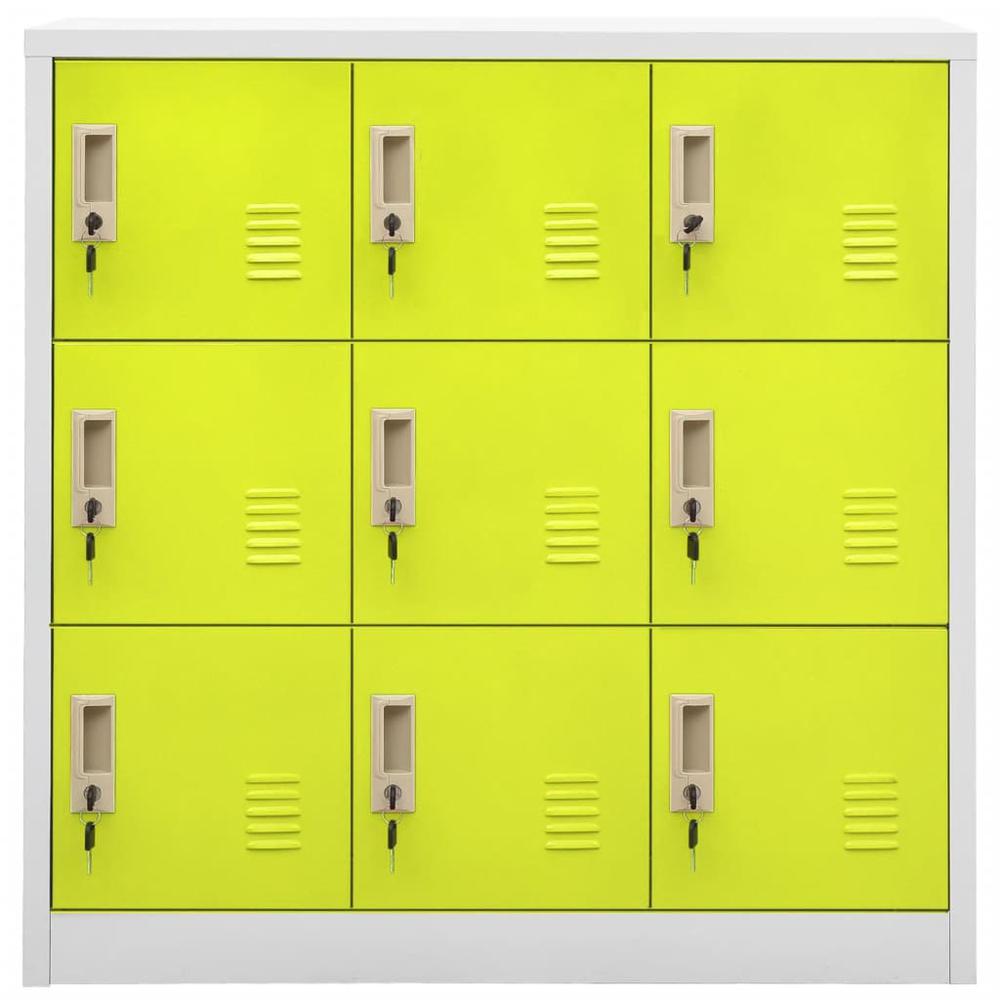 vidaXL Locker Cabinets 2 pcs Light Gray and Green 35.4"x17.7"x36.4" Steel, 3095242. Picture 3