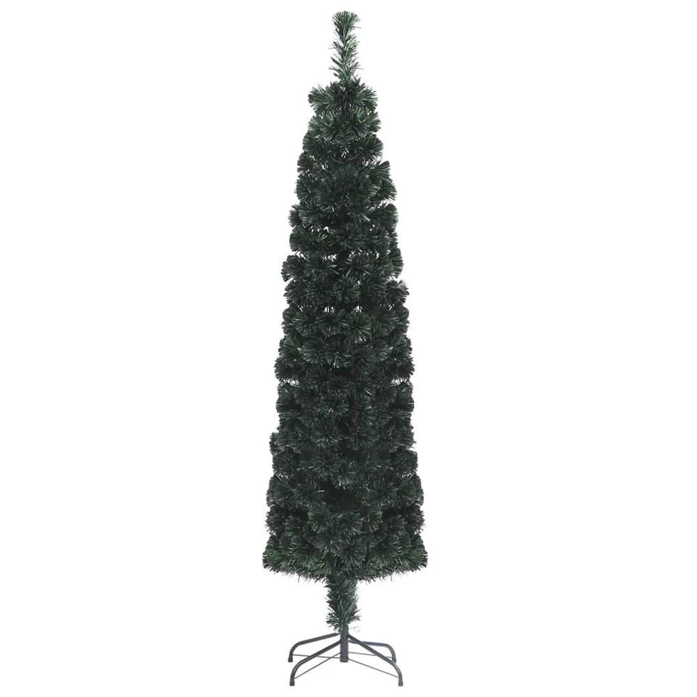 vidaXL Artificial Slim Christmas Tree with Stand 47.2" Fiber Optic. Picture 2