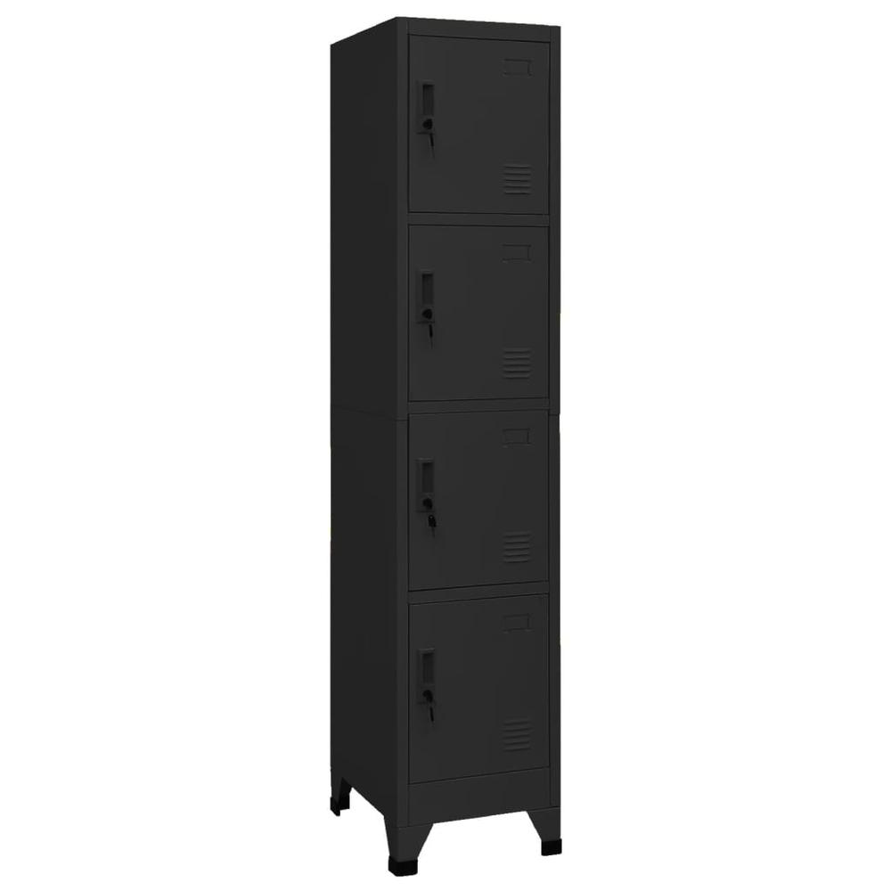 vidaXL Locker Cabinet Black 15"x17.7"x70.9" Steel, 339786. Picture 1