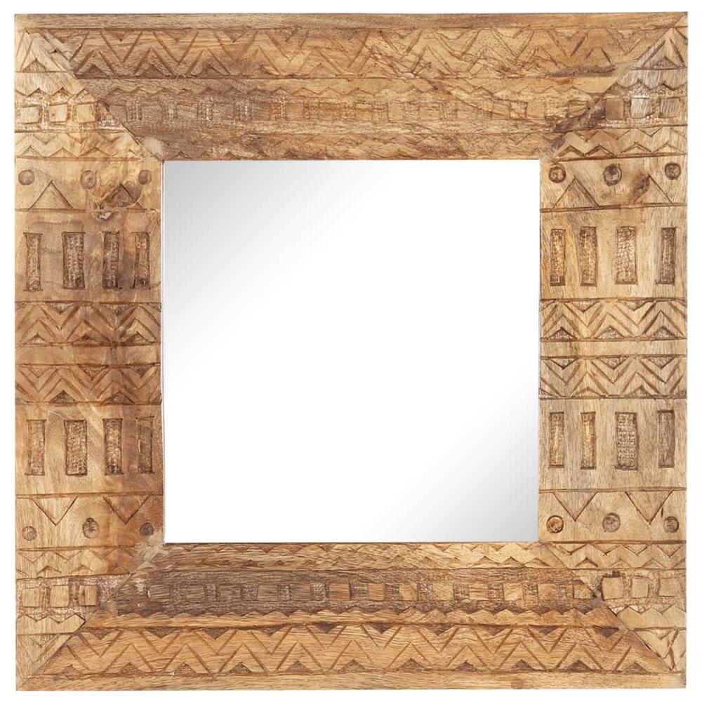 vidaXL Hand-Carved Mirror 19.7"x19.7"x4.3" Solid Mango Wood. Picture 2