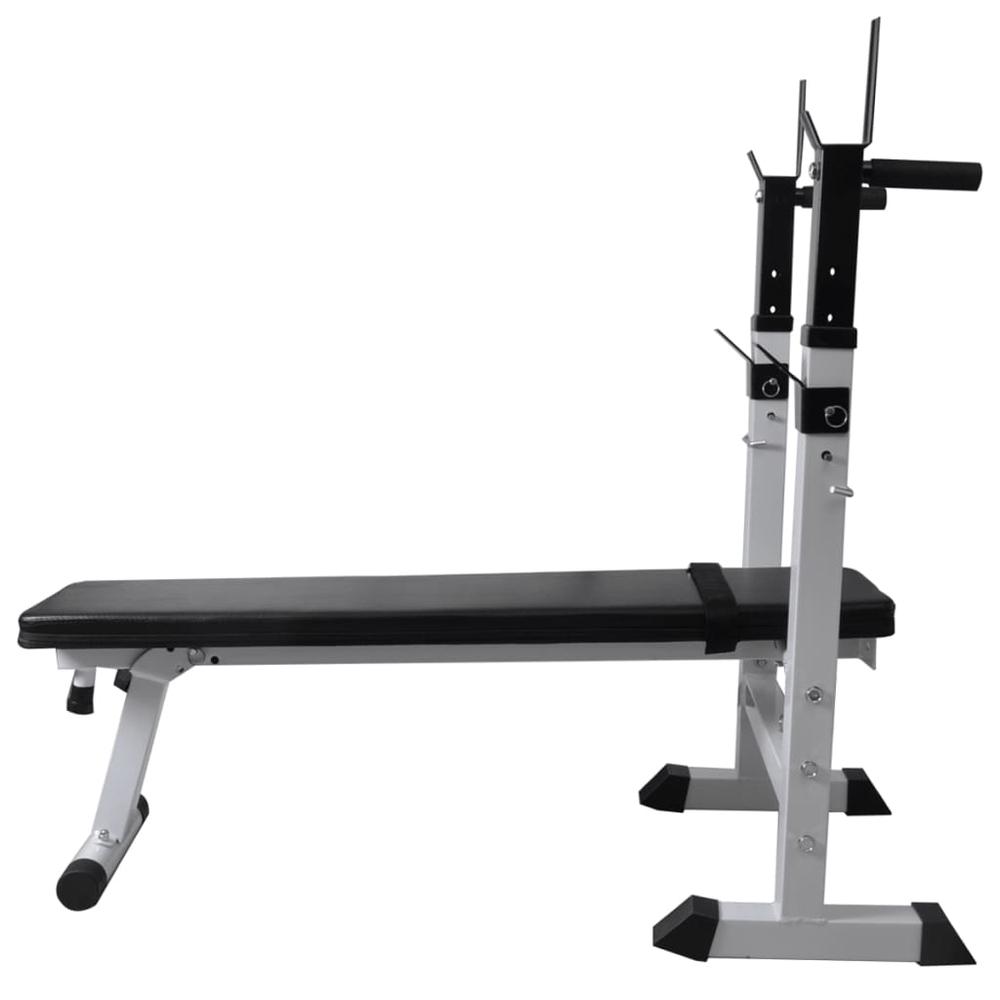 vidaXL Workout Bench with Weight Rack, Barbell and Dumbbell Set 264.6 lb, 275375. Picture 4