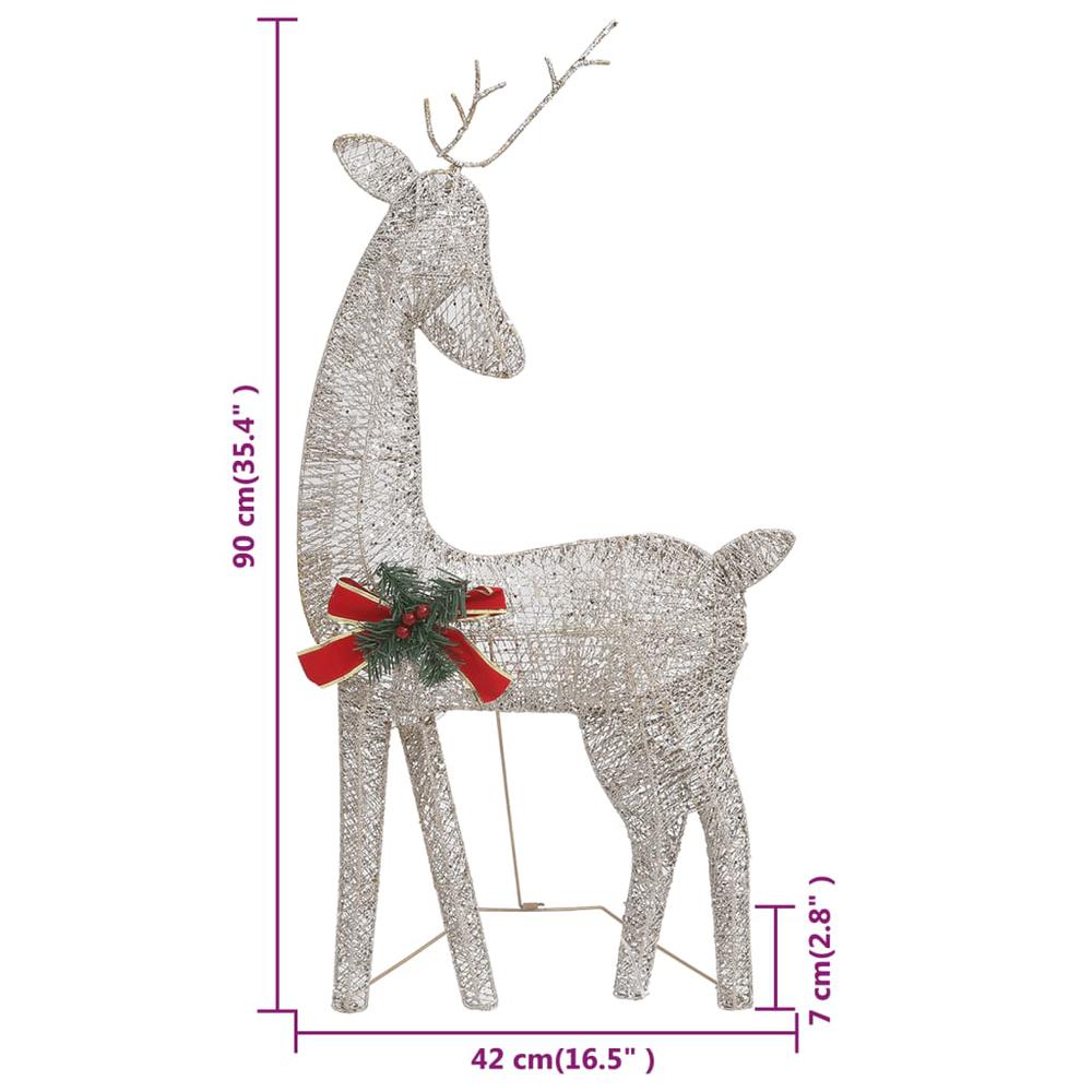 vidaXL Christmas Reindeer Family 106.3"x2.8"x35.4" Gold Warm White Mesh. Picture 11