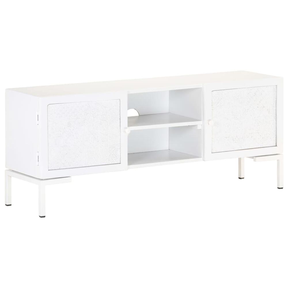 vidaXL TV Cabinet White 45.3"x11.8"x18.1" Solid Mango Wood. Picture 12