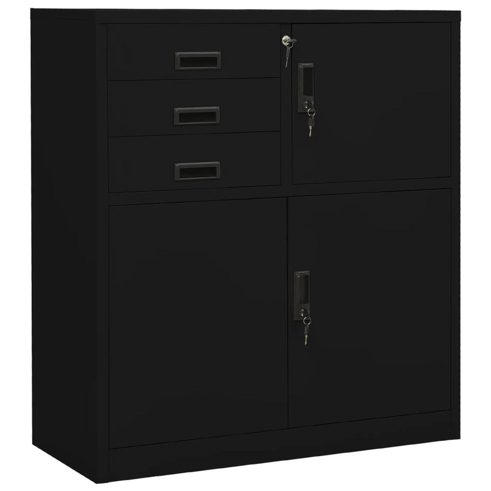 vidaXL Office Cabinet Black 35.4"x15.7"x40.2" Steel, 336407. Picture 1