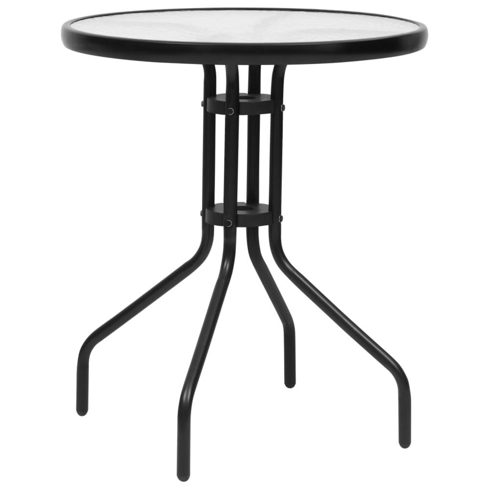 vidaXL Patio Table Black Ã˜23.6"x27.6" Steel. Picture 1