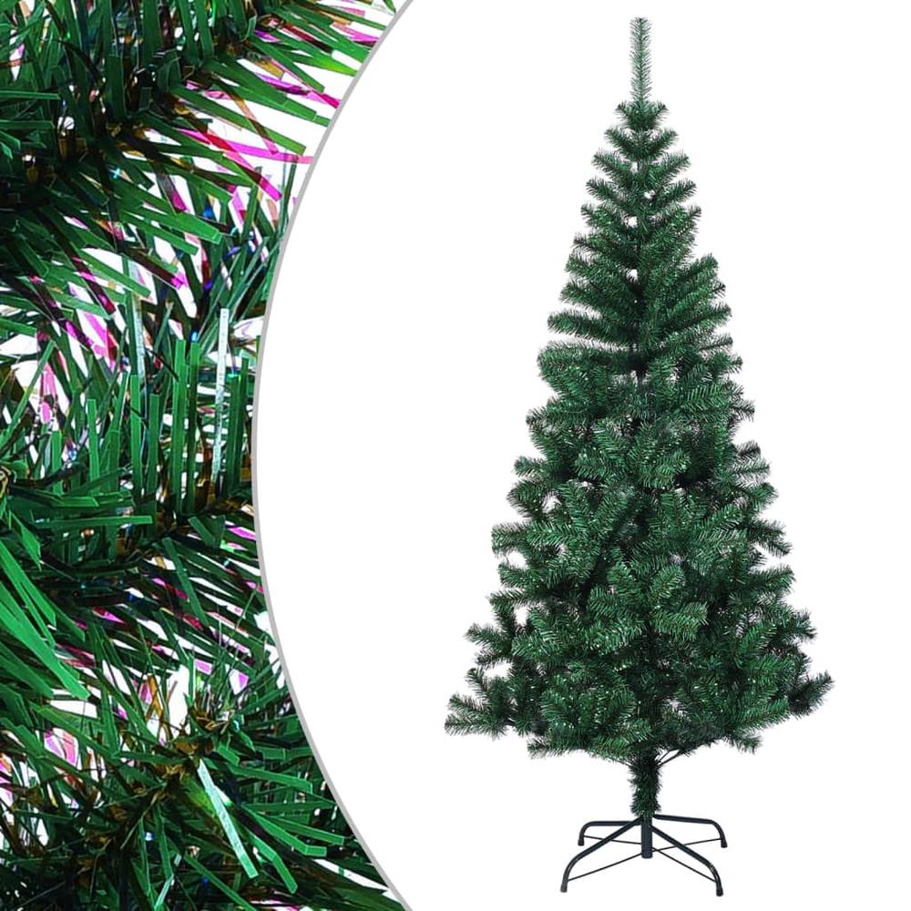 vidaXL Artificial Christmas Tree with Iridescent Tips Green 59.1" PVC. Picture 1