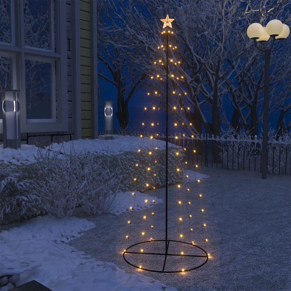 vidaXL Christmas Cone Tree Warm White 100 LEDs Decoration 27.6"x70.9". Picture 1