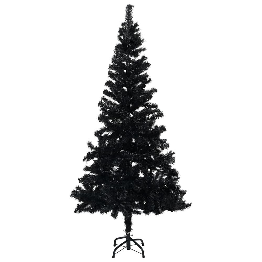 vidaXL Artificial Christmas Tree with LEDs&Ball Set Black 70.9" PVC, 3077504. Picture 2