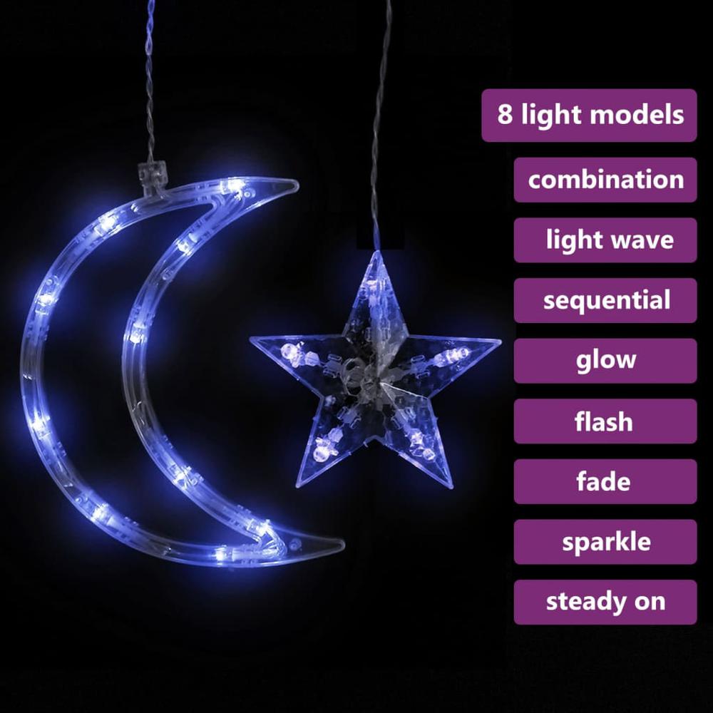vidaXL Star and Moon Fairy Lights Remote Control 138 LED Blue. Picture 3