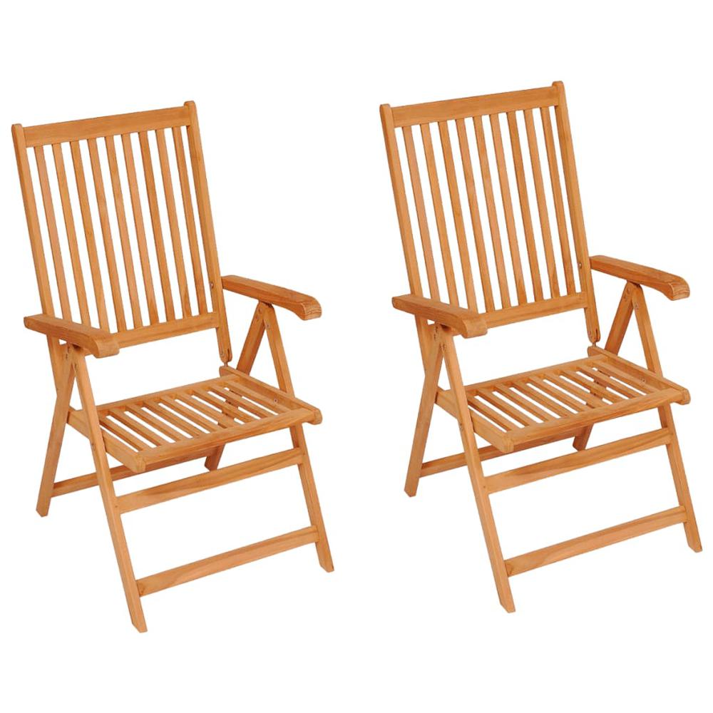 vidaXL Patio Chairs 2 pcs with Green Cushions Solid Teak Wood, 3062381. Picture 2