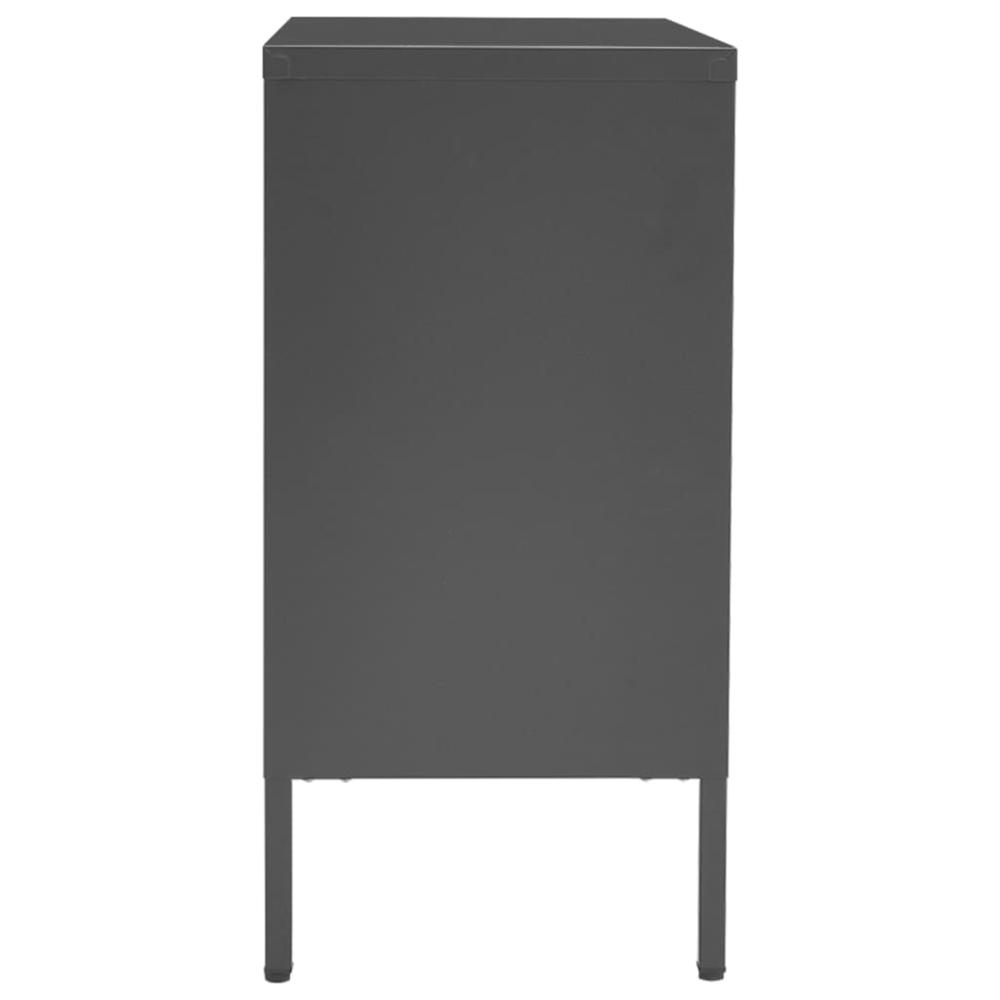 vidaXL Sideboard Anthracite 29.5"x13.8"x27.6" Steel and Tempered Glass. Picture 4