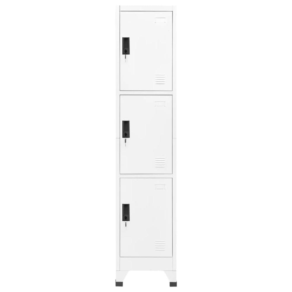 vidaXL Locker Cabinet White 15"x17.7"x70.9" Steel, 339780. Picture 2