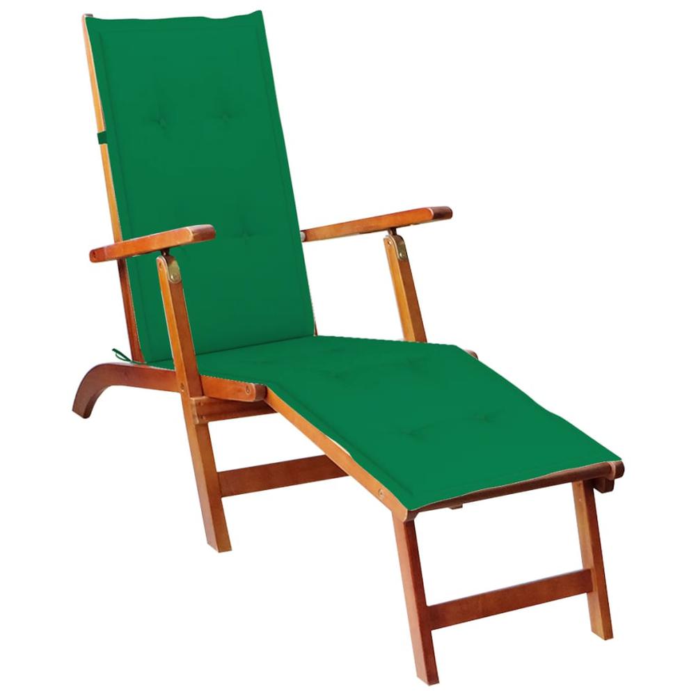 vidaXL Deck Chair Cushion Green (29.5"+41.3")x19.7"x1.2". Picture 2