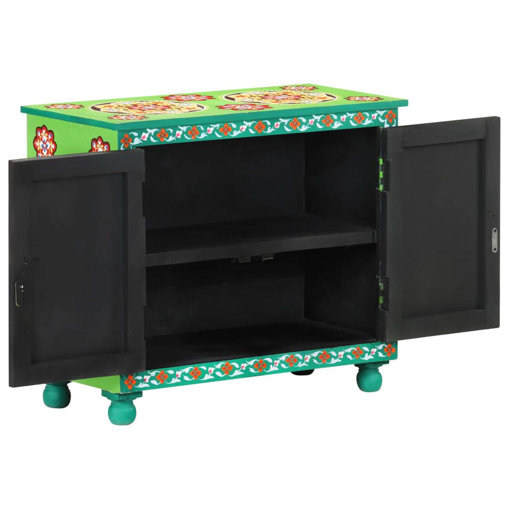 vidaXL Hand Painted Sideboard Multicolor 27.6"x13.8"x23.6" Solid Mango Wood. Picture 3