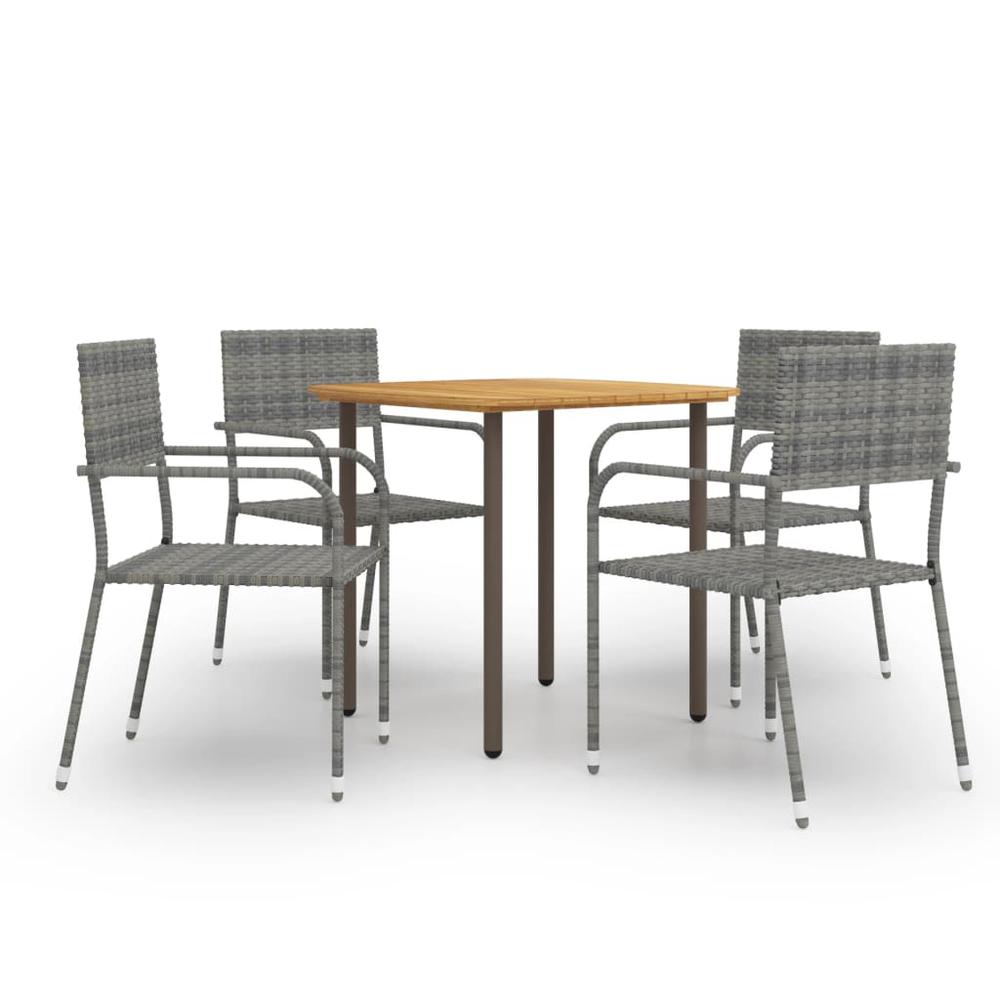 vidaXL 5 Piece Patio Dining Set Poly Rattan Anthracite, 3072490. Picture 1