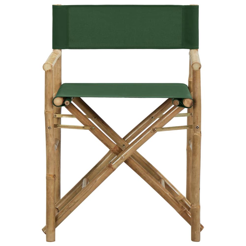 vidaXL Folding Director's Chairs 2 pcs Green Bamboo and Fabric. Picture 3