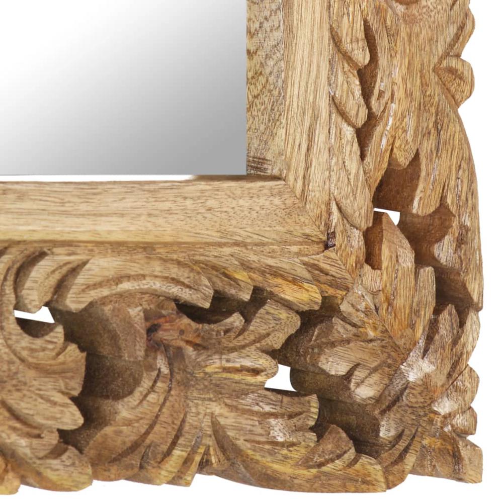 vidaXL Hand Carved Mirror Brown 19.7"x19.7" Solid Mango Wood. Picture 4