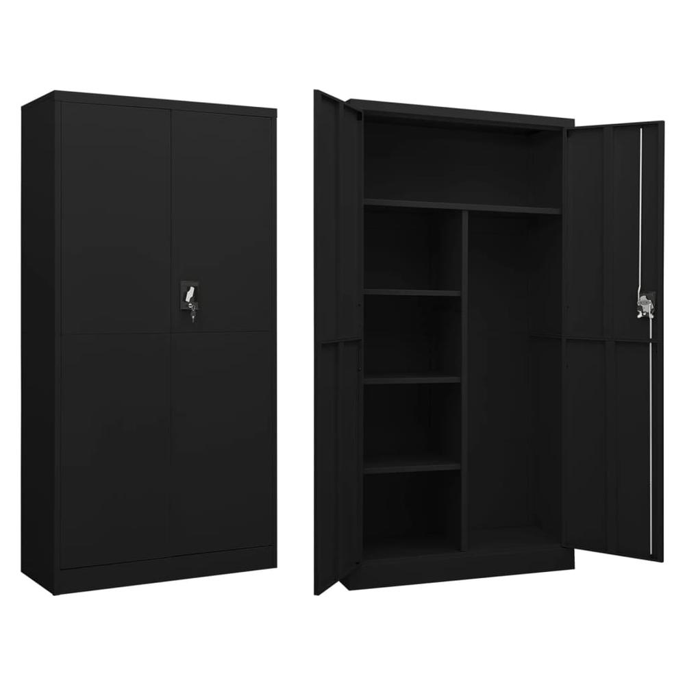 vidaXL Locker Cabinet Black 35.4"x15.7"x70.9" Steel. Picture 1