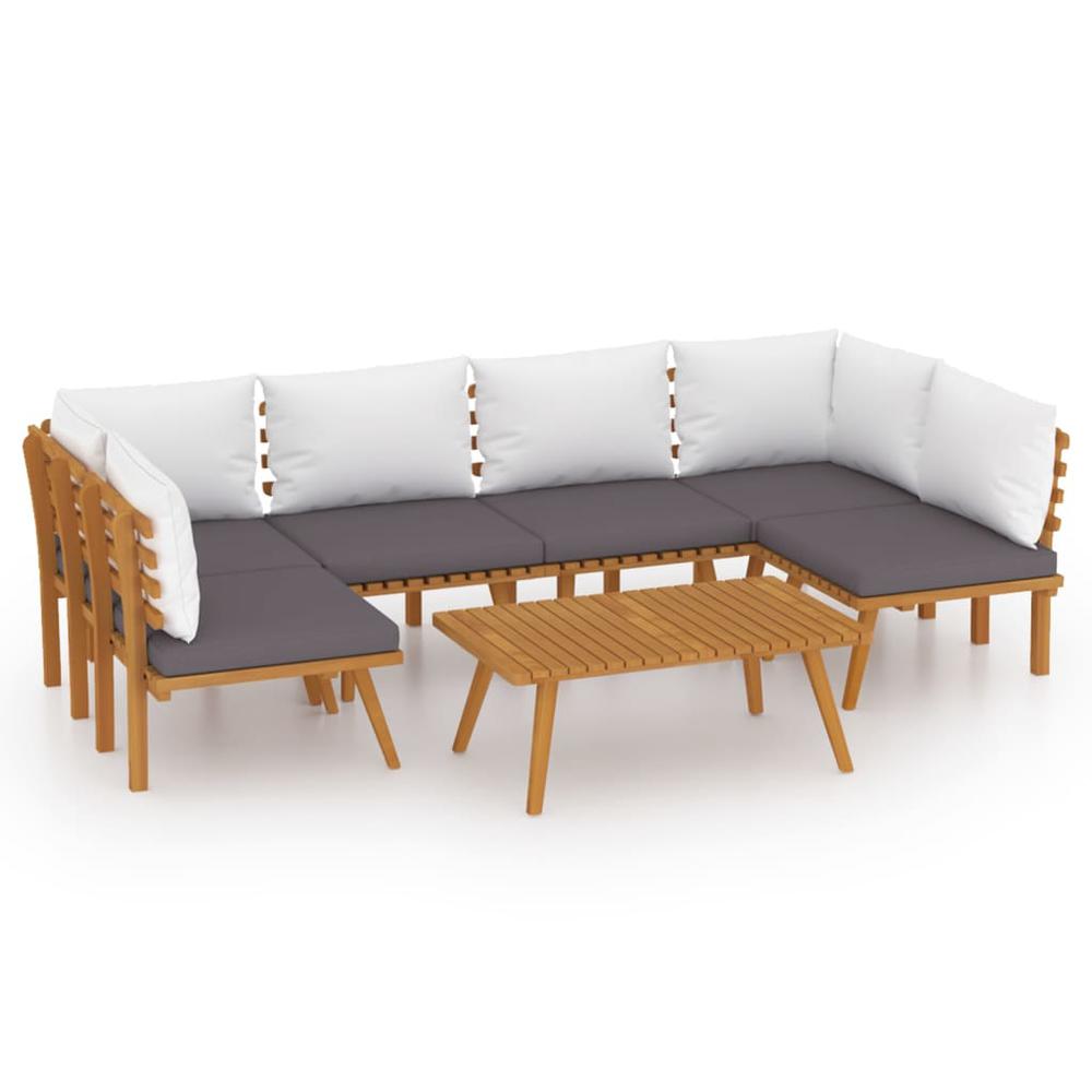 vidaXL 7 Piece Patio Lounge Set with Cushions Solid Acacia Wood, 3087024. Picture 2