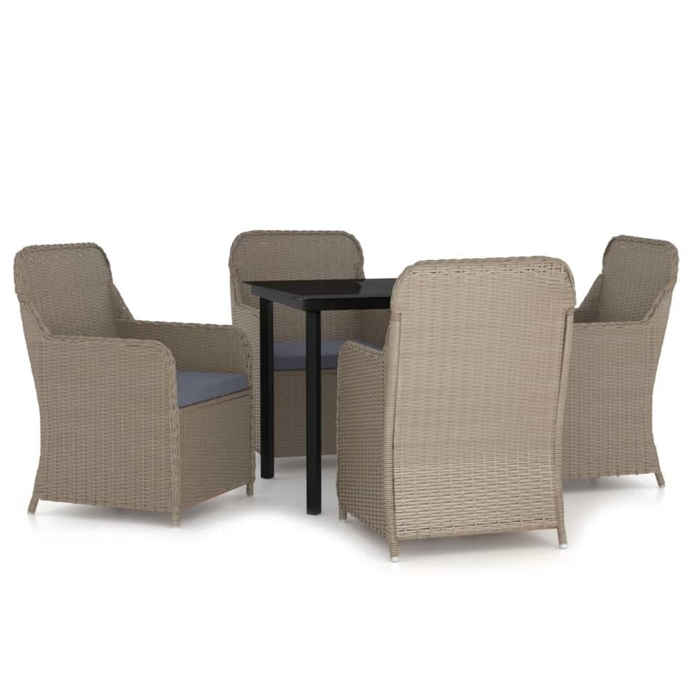 vidaXL 5 Piece Patio Dining Set with Cushions Brown, 3099536. Picture 2