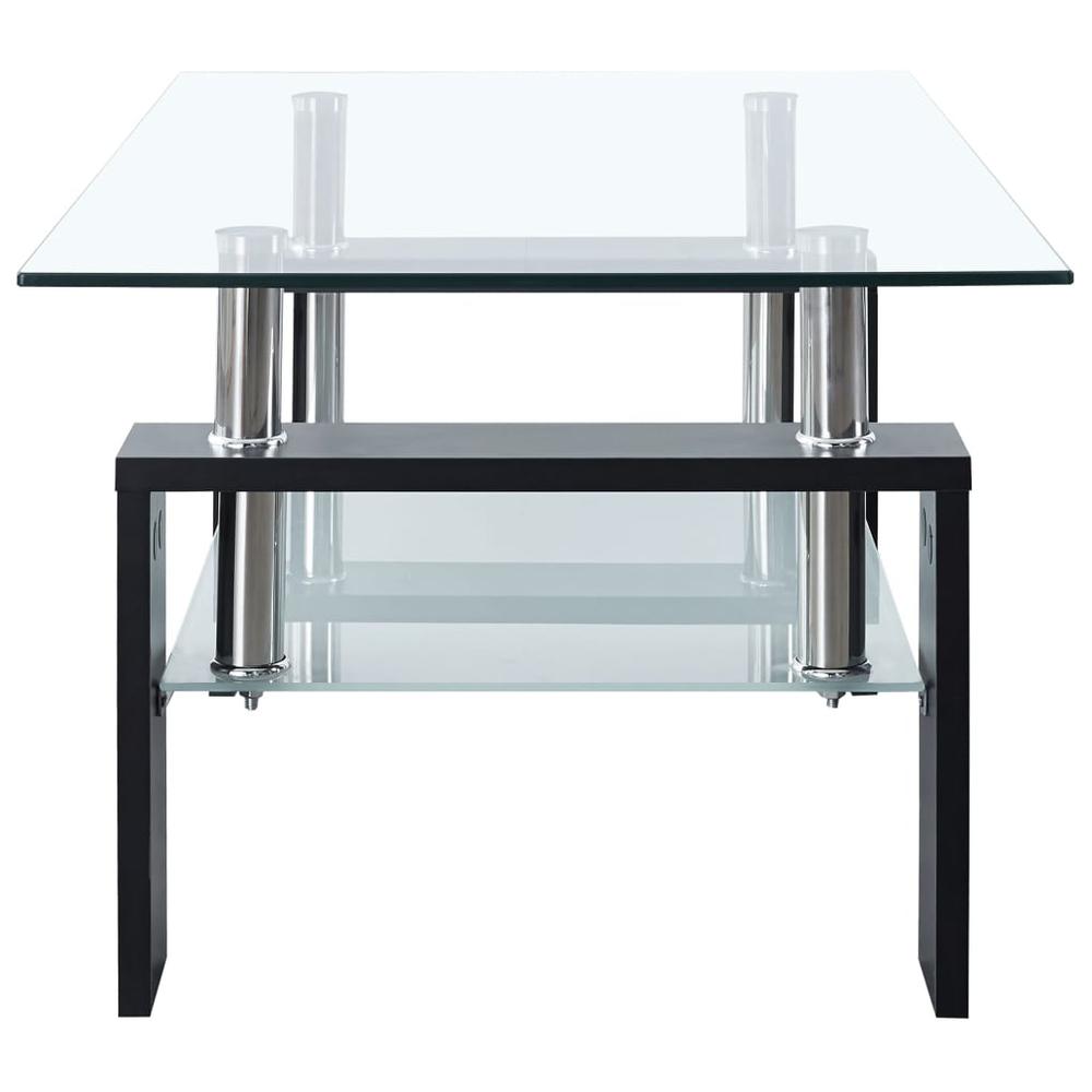 vidaXL Coffee Table Black and Transparent 37.4"x21.7"x15.7" Tempered Glass. Picture 3