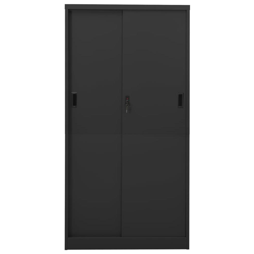vidaXL Office Cabinet with Sliding Door Anthracite 35.4"x15.7"x70.9" Steel, 335961. Picture 4