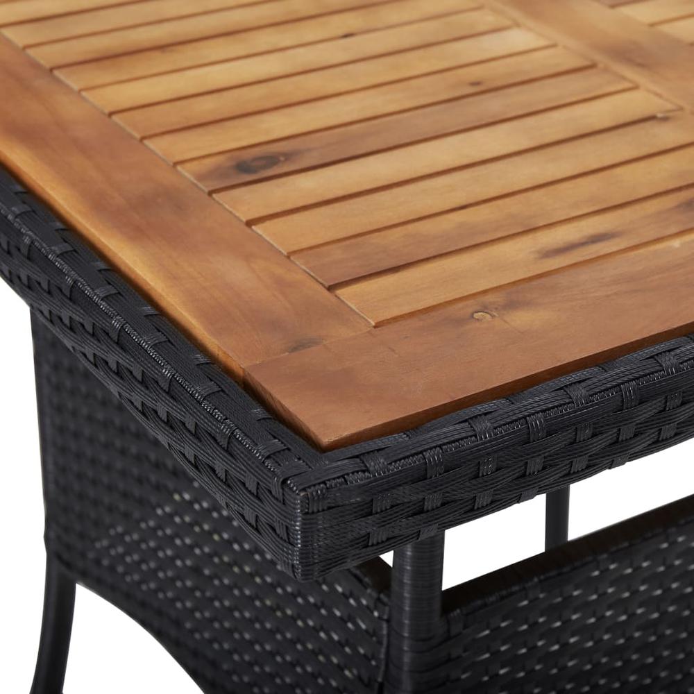 vidaXL Patio Dining Table Black Poly Rattan and Solid Acacia Wood. Picture 3