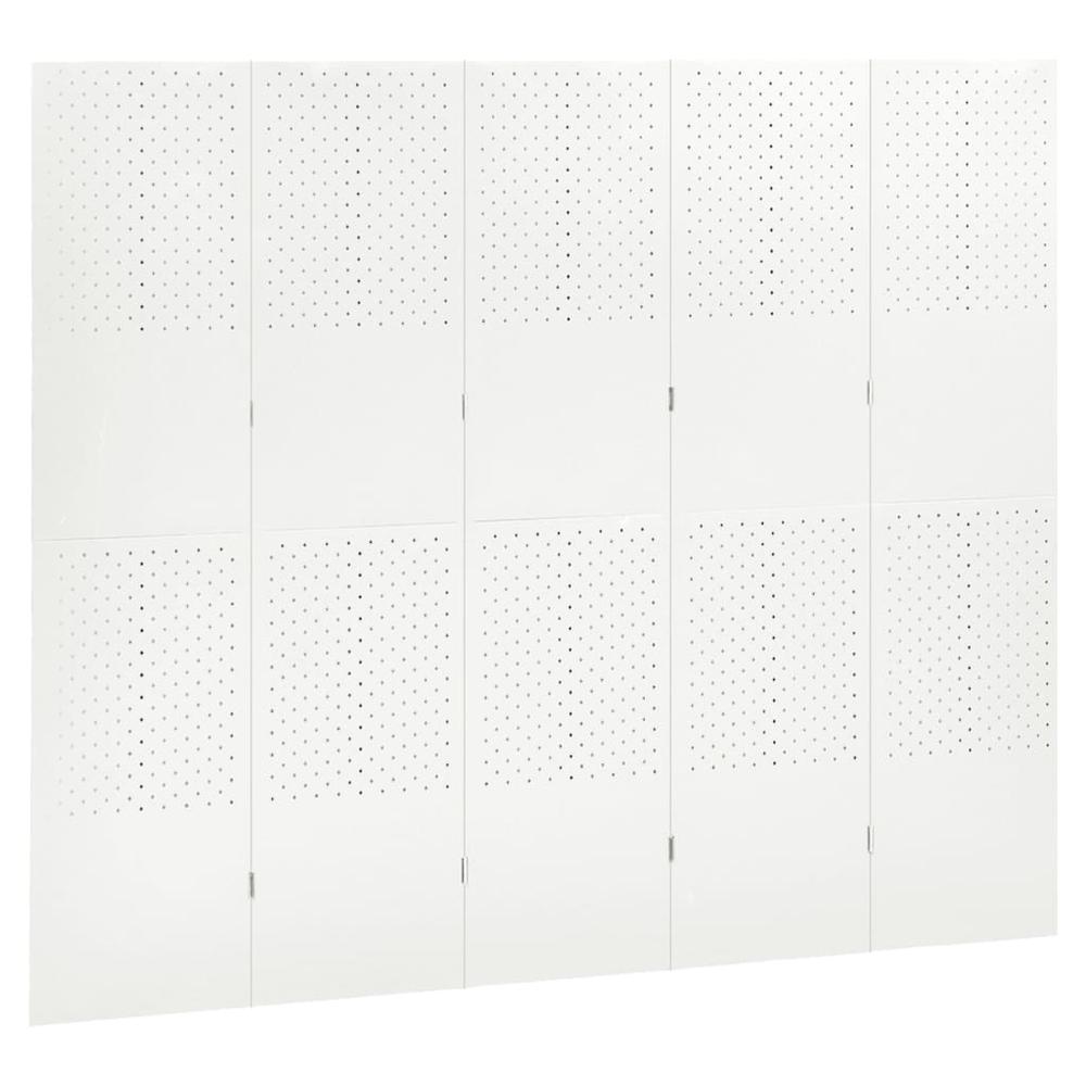 vidaXL 5-Panel Room Divider White 78.7"x70.9" Steel. Picture 3