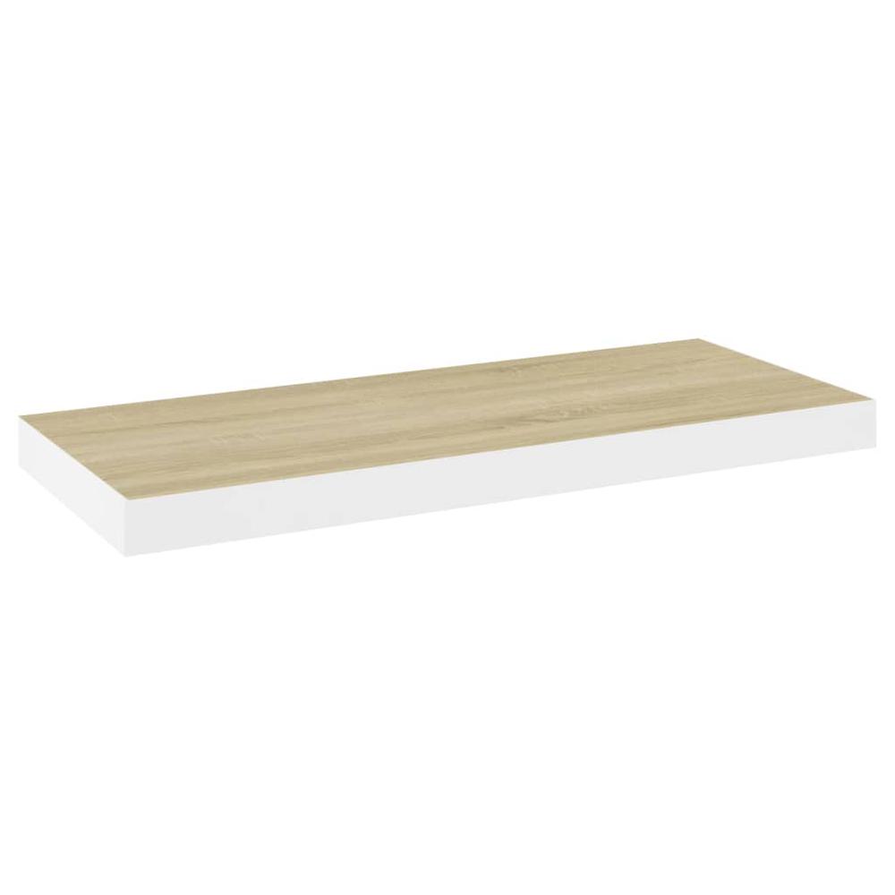vidaXL Floating Wall Shelves 4 pcs Oak and White 23.6"x9.3"x1.5" MDF. Picture 4