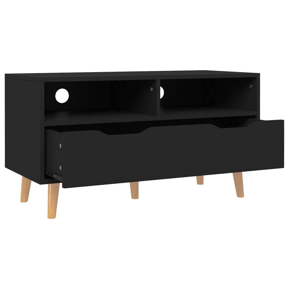 vidaXL TV Cabinet Black 35.4"x15.7"x19.1" Engineered Wood. Picture 4