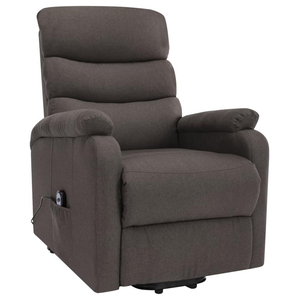 vidaXL Stand-up Massage Recliner Taupe Fabric. Picture 2