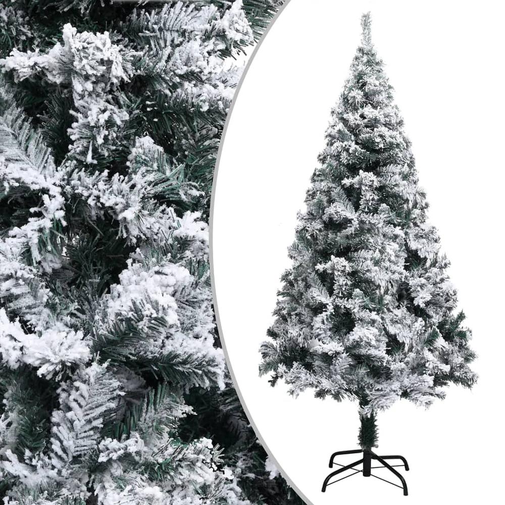 vidaXL Artificial Christmas Tree with LEDs&Flocked Snow Green 94.5". Picture 2
